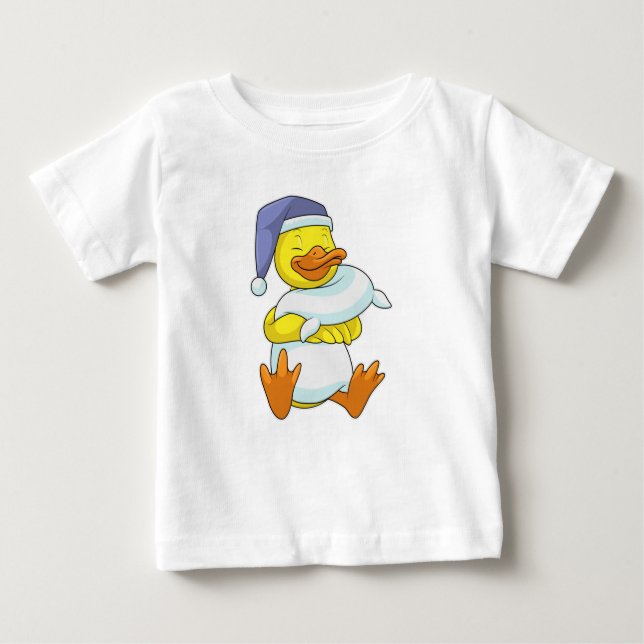 Duck at Sleeping with Nightcap Baby T-Shirt (Front)