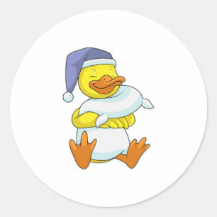 Duck at Sleeping with Nightcap Classic Round Sticker