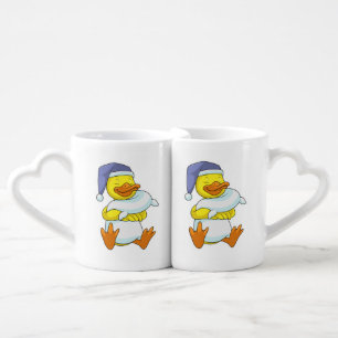 Duck at Sleeping with Nightcap Coffee Mug Set