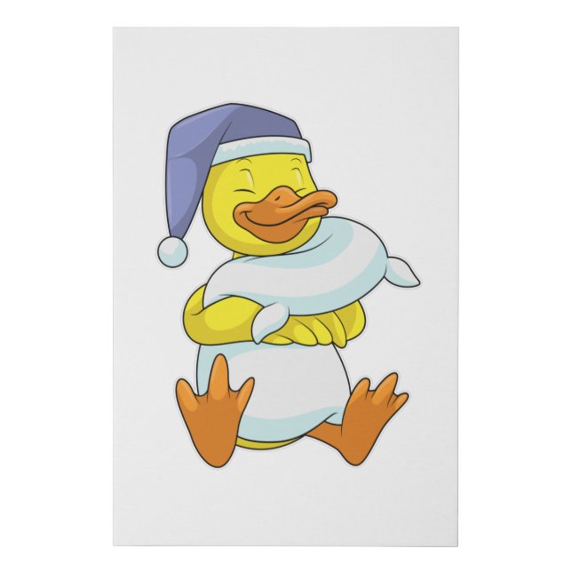 Duck at Sleeping with Nightcap Faux Canvas Print (Front)