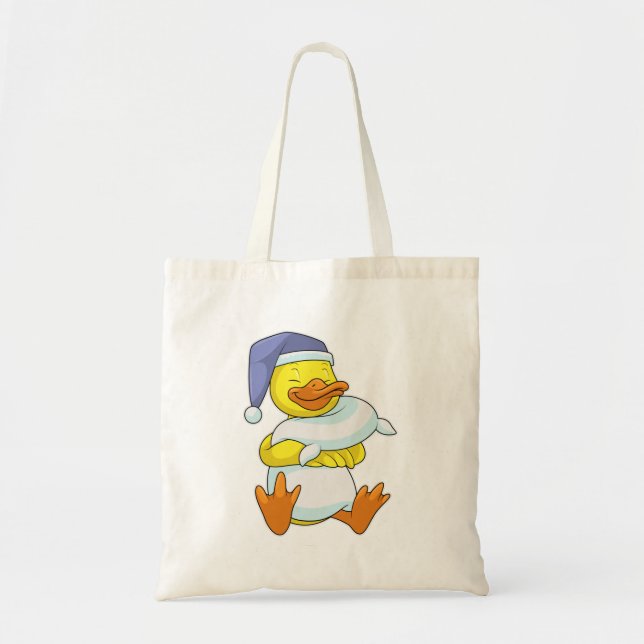 Duck at Sleeping with Nightcap Tote Bag (Front)