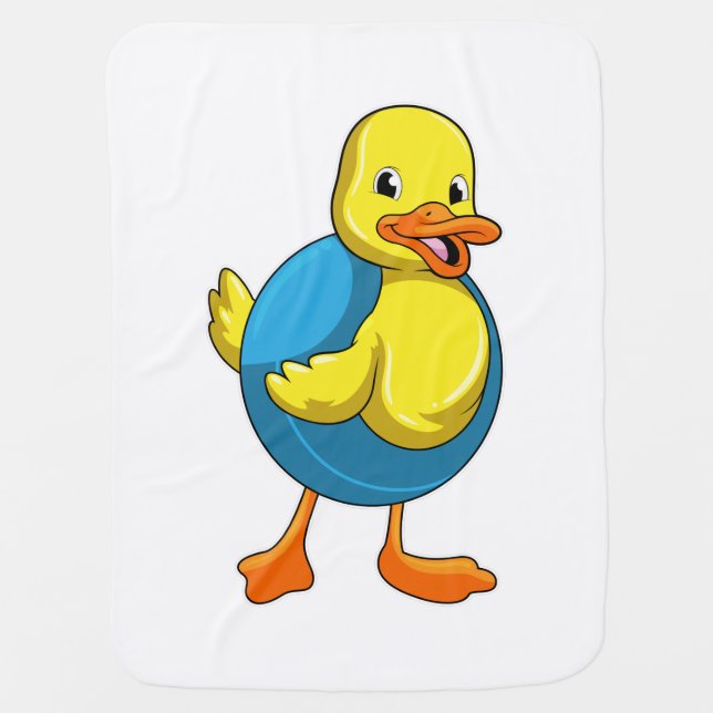 Duck at Swimming with Swim ring Baby Blanket (Front)