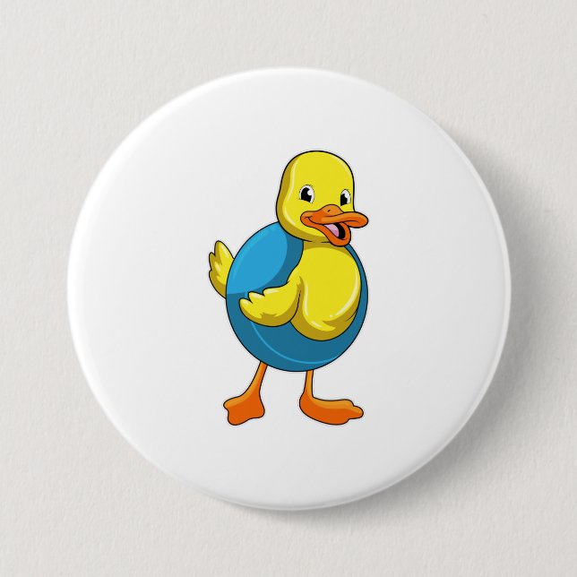 Duck at Swimming with Swim ring Button (Front)