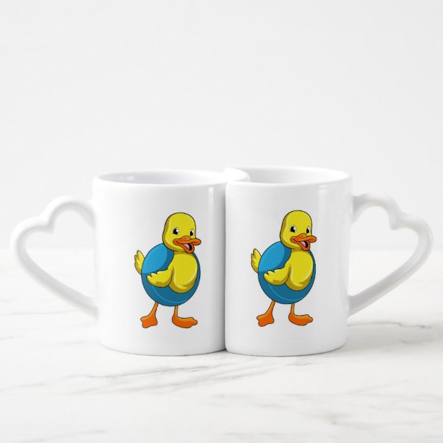 Duck at Swimming with Swim ring Coffee Mug Set (Front Nesting)