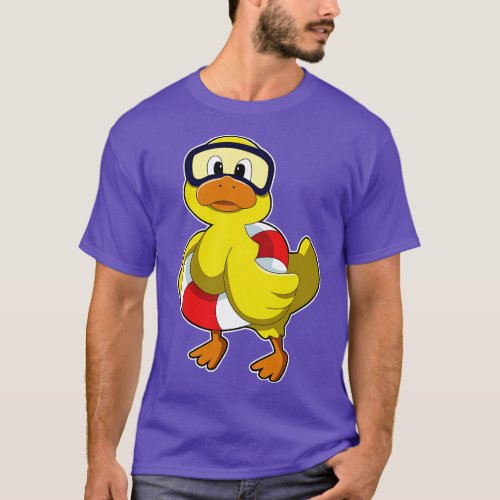 Duck at Swimming with Swim ring Diving goggles T_Shirt
