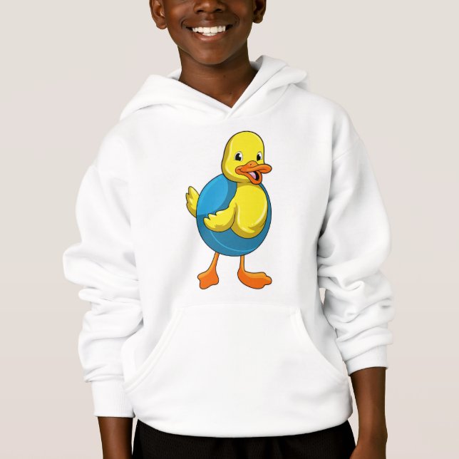 Duck at Swimming with Swim ring Hoodie (Front)