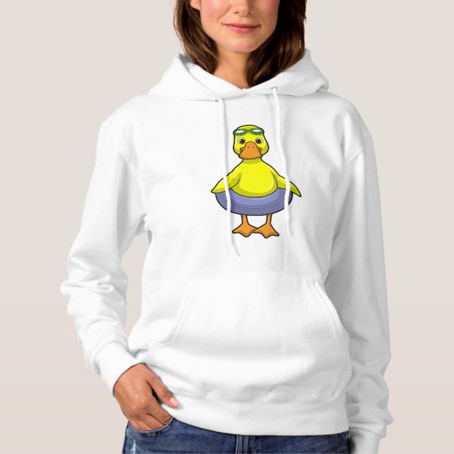 Duck at Swimming with Swim ring Hoodie (Front)