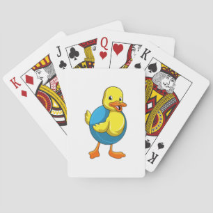 Duck at Swimming with Swim ring Poker Cards