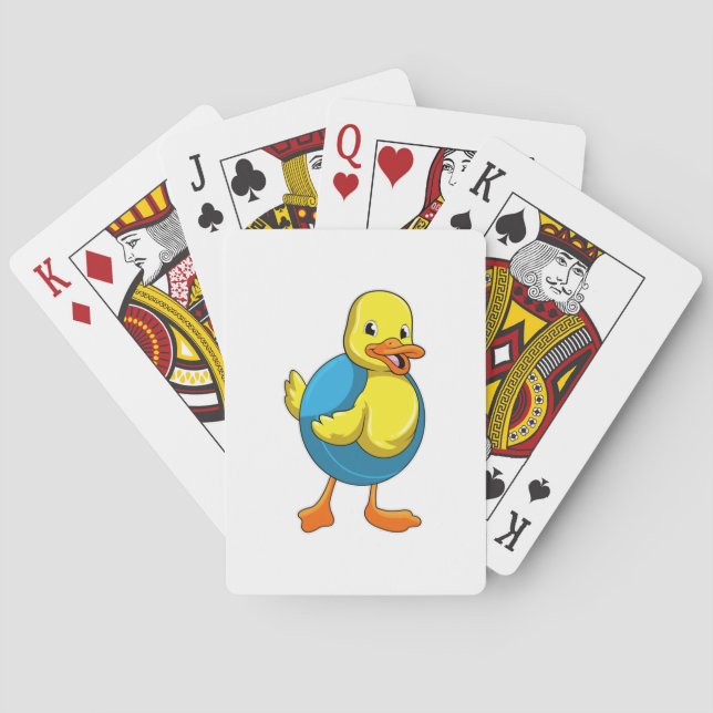 Duck at Swimming with Swim ring Poker Cards (Back)