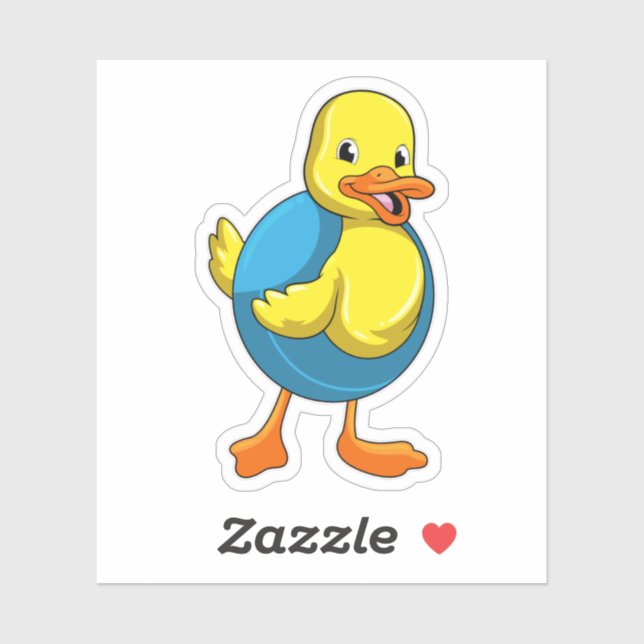 Duck at Swimming with Swim ring Sticker (Sheet)