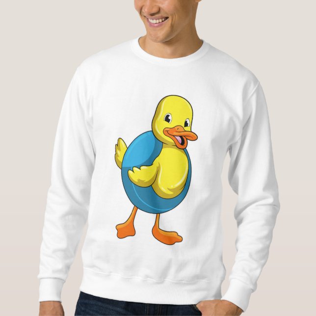 Duck at Swimming with Swim ring Sweatshirt (Front)