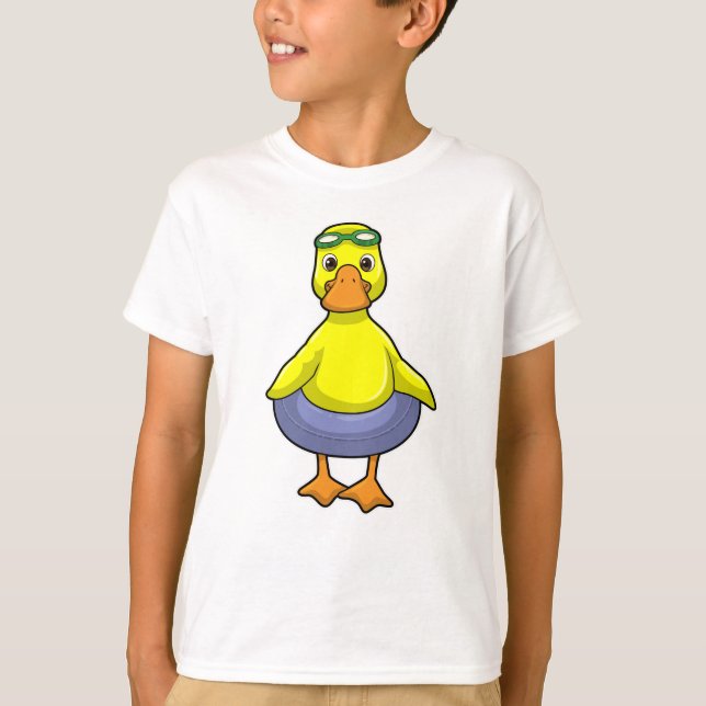 Duck at Swimming with Swim ring T-Shirt (Front)