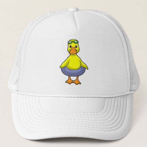 Duck at Swimming with Swim ring Trucker Hat