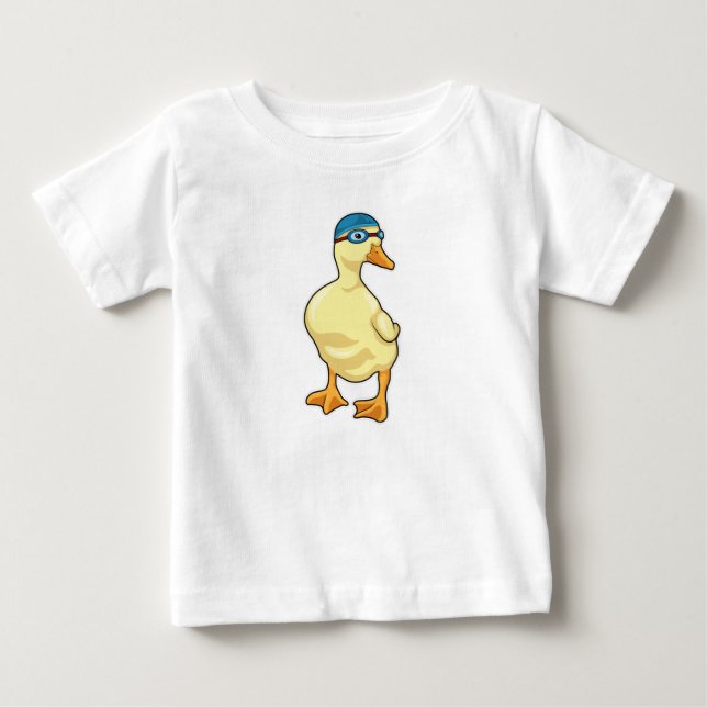 Duck at Swimming with Swimming goggles Baby T-Shirt (Front)