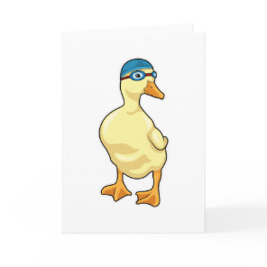 Duck at Swimming with Swimming goggles Card