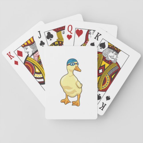 Duck at Swimming with Swimming goggles Playing Cards