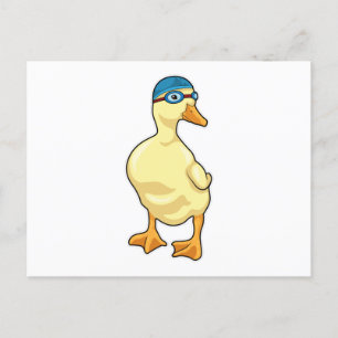 Duck at Swimming with Swimming goggles Postcard