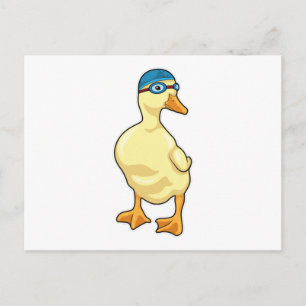 Duck at Swimming with Swimming goggles Postcard