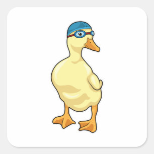 Duck at Swimming with Swimming goggles Square Sticker