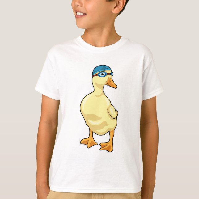 Duck at Swimming with Swimming goggles T-Shirt (Front)