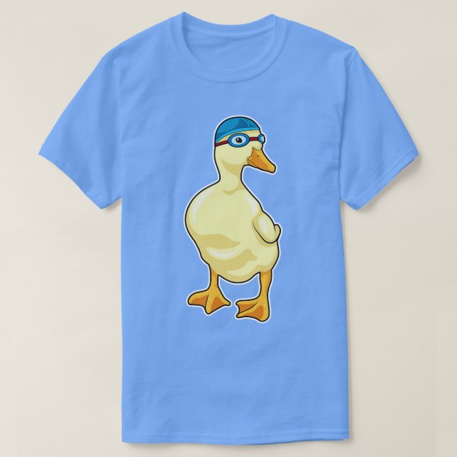Duck at Swimming with Swimming goggles T-Shirt (Design Front)