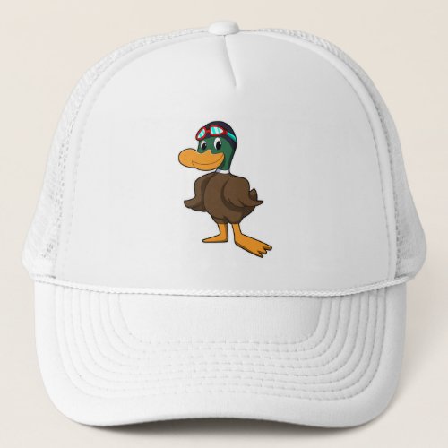 Duck at Swimming with Swimming goggles Trucker Hat