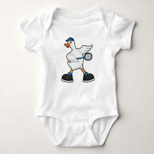 Duck at Tennis with Tennis racket & Cap Baby Bodysuit
