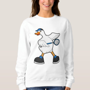Duck at Tennis with Tennis racket & Cap Sweatshirt