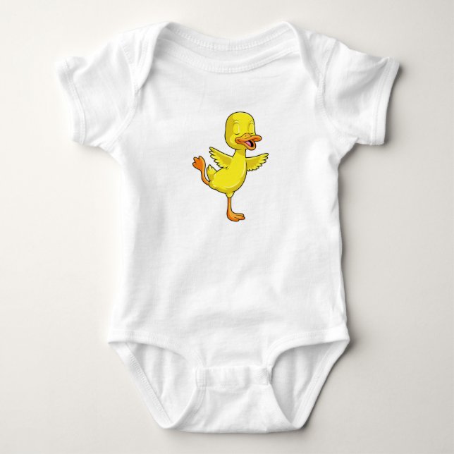 Duck at Yoga Fitness on a Leg Baby Bodysuit (Front)