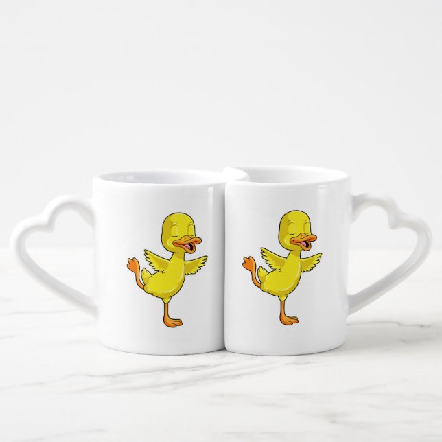 Duck at Yoga Fitness on a Leg Coffee Mug Set (Front Nesting)