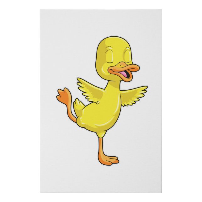 Duck at Yoga Fitness on a Leg Faux Canvas Print (Front)