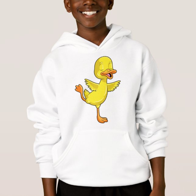 Duck at Yoga Fitness on a Leg Hoodie (Front)