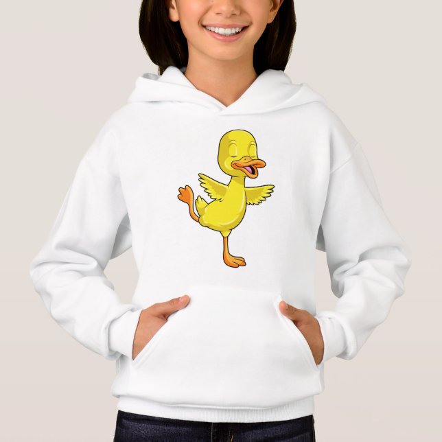 Duck at Yoga Fitness on a Leg Hoodie (Front)