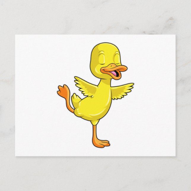 Duck at Yoga Fitness on a Leg Postcard (Front)