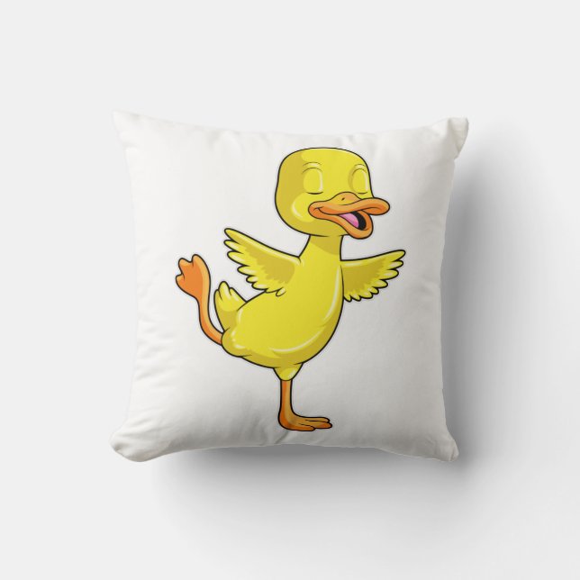 Duck at Yoga Fitness on a Leg Throw Pillow (Front)
