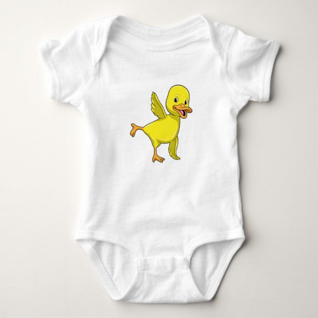 Duck at Yoga Stretching exercise Baby Bodysuit (Front)