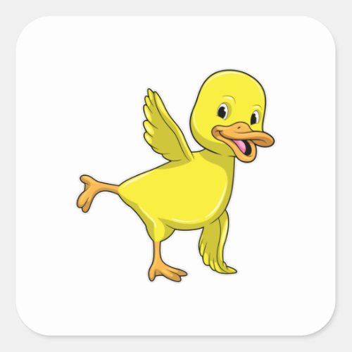 Duck at Yoga Stretching exercise Square Sticker