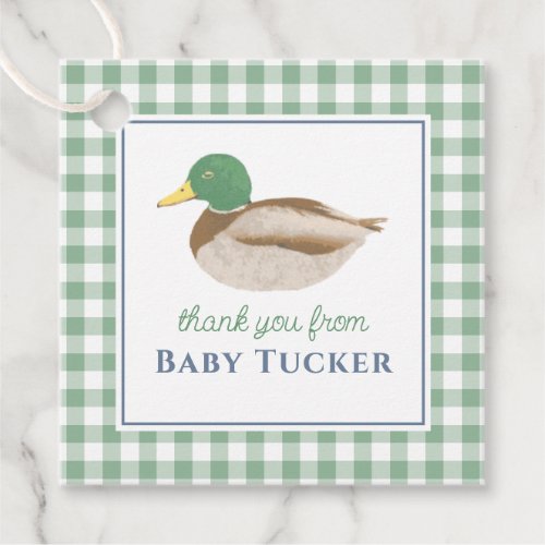 Duck Baby Boy Thank You Preppy Gingham Stationery Favor Tags