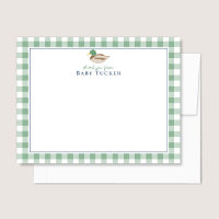 Duck Baby Boy Thank You Preppy Gingham Stationery