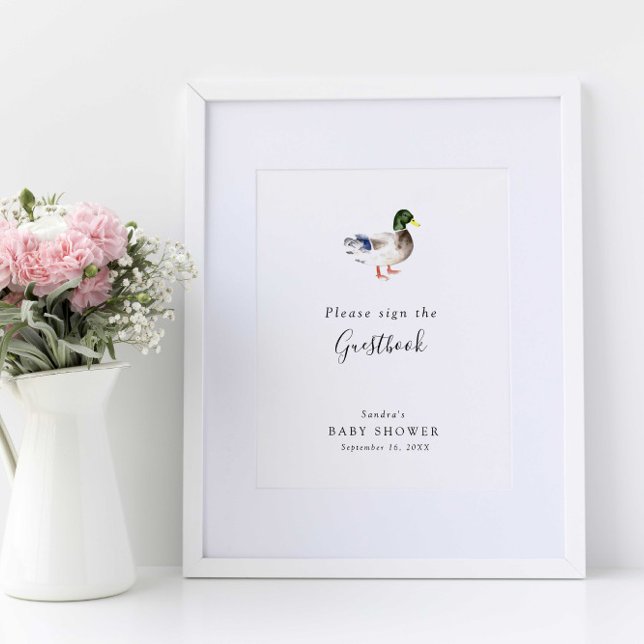 Duck Baby Shower Elegant Guestbook Sign Minimal  (Creator Uploaded)