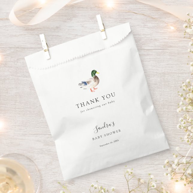 Duck Baby Shower Elegant Thank you Script Chic Favor Bag (Clipped)