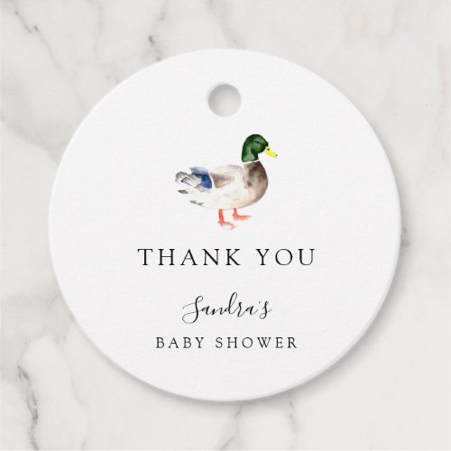 Duck Baby Shower Elegant Thank you Script Chic Favor Tags