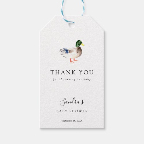 Duck Baby Shower Elegant Thank you Script Chic Gift Tags