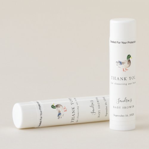 Duck Baby Shower Elegant Thank you Script Chic Lip Balm