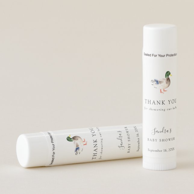 Duck Baby Shower Elegant Thank you Script Chic Lip Balm (Front)