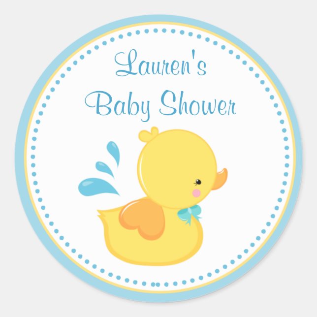 Duck Baby Shower Favor Tag Stickers (Front)