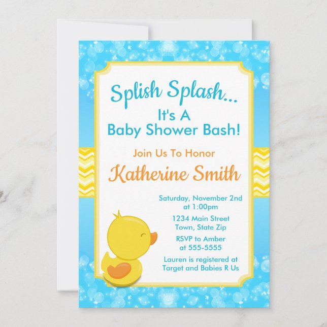 Duck Baby Shower Invitation Baby Duck Boy (Front)