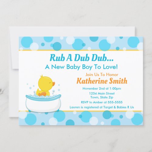 Duck Baby Shower Invitation Baby Duck Boy