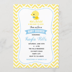 Duck Baby Shower Invitations (Boy Yellow)