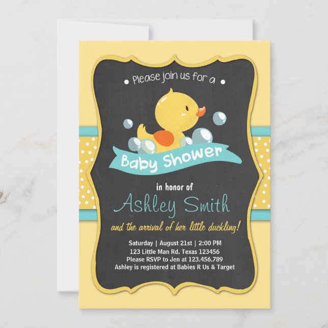 Duck Baby Shower invite Rubber duck Duckling (Front)